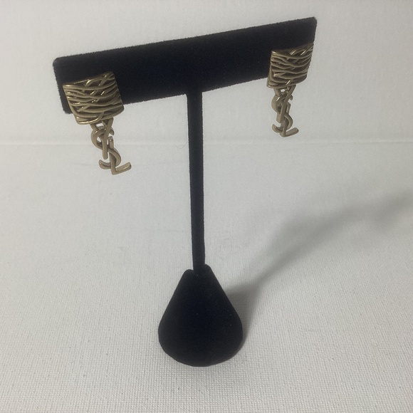 YSL Gold Logo Earrings - Picture 1 of 3